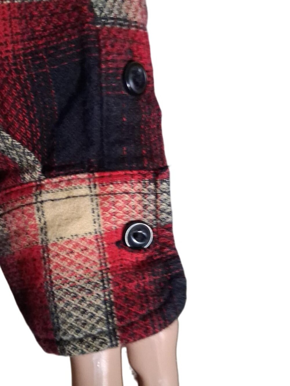 Vans-Red-Black-Plaid-Flannel-Men-Button down- Medium - Picture 11 of 14